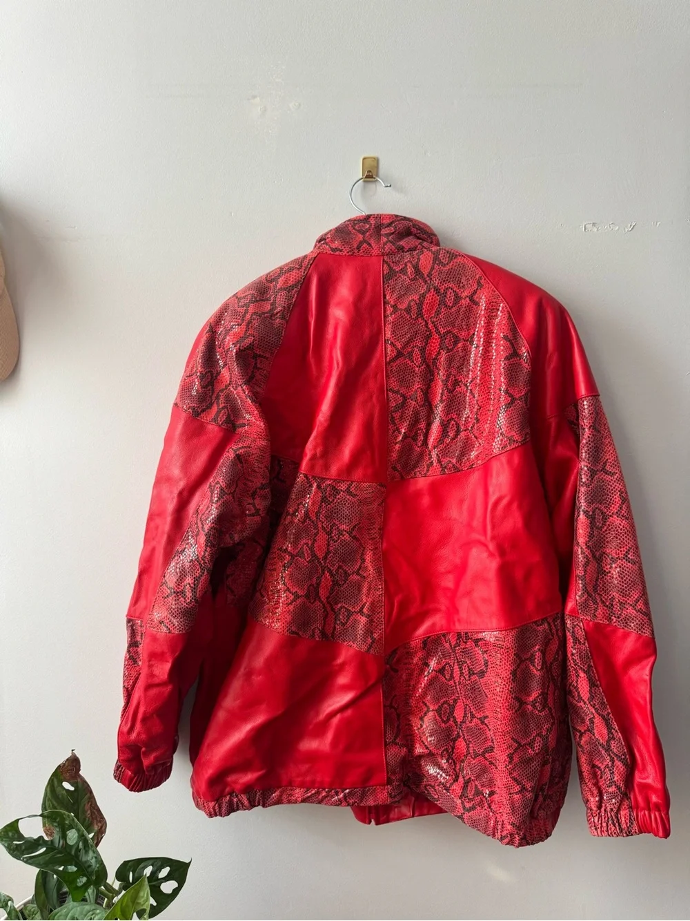 Pell’ Italia By Sandro Vintage Red Snake-Print Leather Jacket